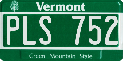 VT license plate PLS752