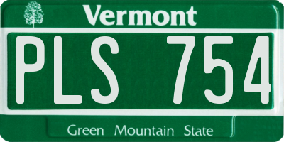 VT license plate PLS754