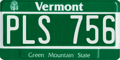 VT license plate PLS756