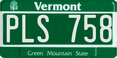 VT license plate PLS758