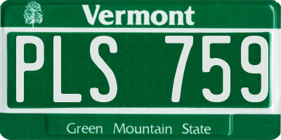 VT license plate PLS759