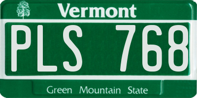 VT license plate PLS768