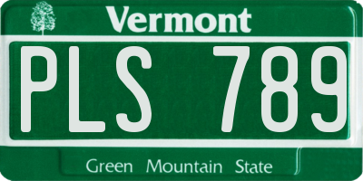 VT license plate PLS789