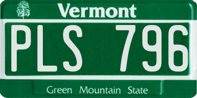 VT license plate PLS796