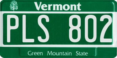 VT license plate PLS802
