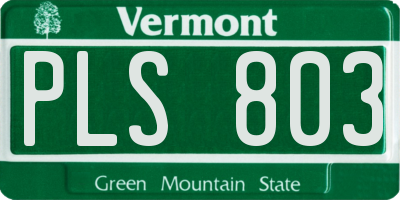 VT license plate PLS803
