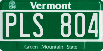 VT license plate PLS804