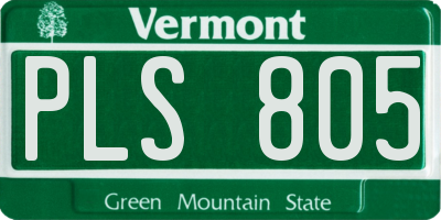 VT license plate PLS805