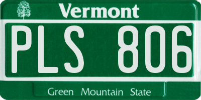 VT license plate PLS806