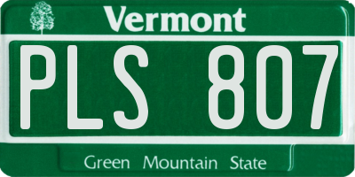 VT license plate PLS807