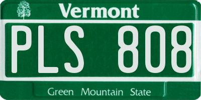 VT license plate PLS808
