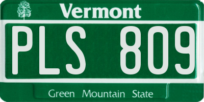 VT license plate PLS809