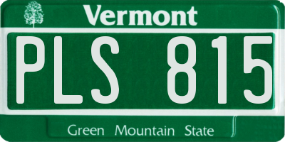 VT license plate PLS815