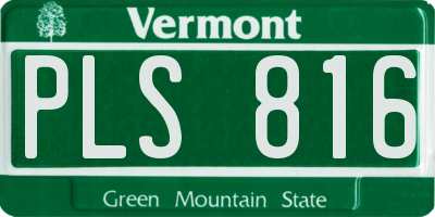VT license plate PLS816