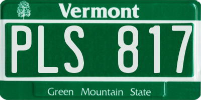 VT license plate PLS817