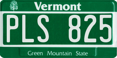 VT license plate PLS825