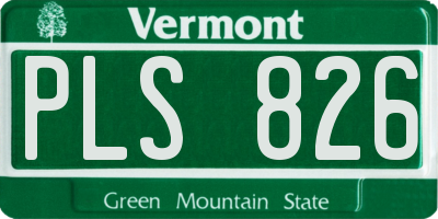 VT license plate PLS826