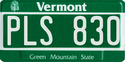 VT license plate PLS830