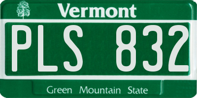 VT license plate PLS832