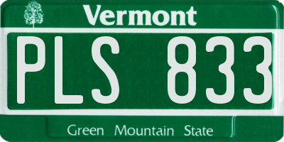 VT license plate PLS833
