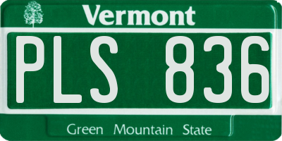 VT license plate PLS836