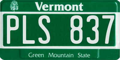 VT license plate PLS837
