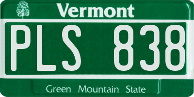 VT license plate PLS838