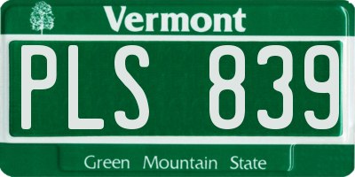 VT license plate PLS839
