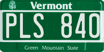 VT license plate PLS840