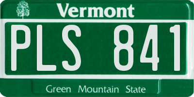 VT license plate PLS841