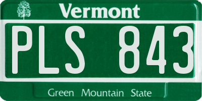 VT license plate PLS843