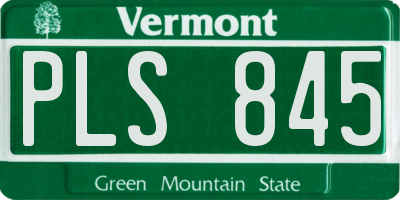 VT license plate PLS845
