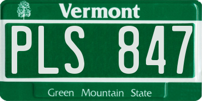 VT license plate PLS847