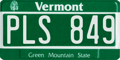 VT license plate PLS849