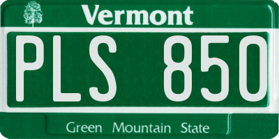 VT license plate PLS850