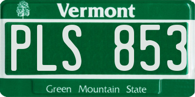 VT license plate PLS853