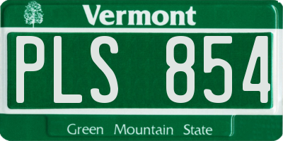 VT license plate PLS854