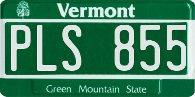 VT license plate PLS855