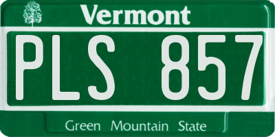 VT license plate PLS857