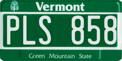 VT license plate PLS858
