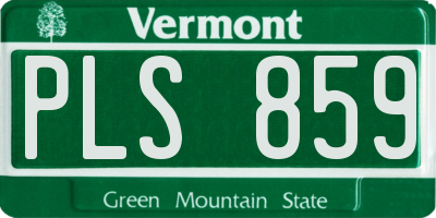 VT license plate PLS859