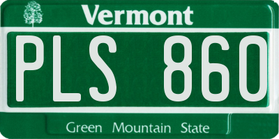 VT license plate PLS860