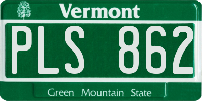 VT license plate PLS862