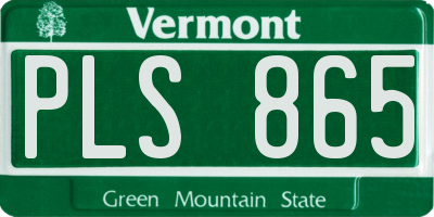 VT license plate PLS865