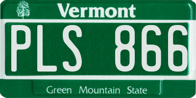 VT license plate PLS866