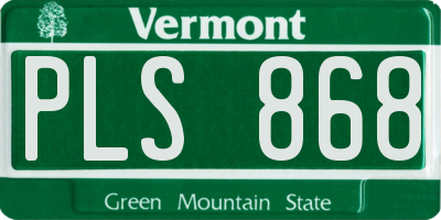 VT license plate PLS868