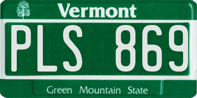 VT license plate PLS869