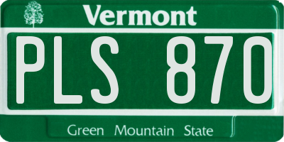 VT license plate PLS870