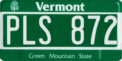 VT license plate PLS872