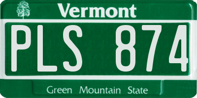 VT license plate PLS874
